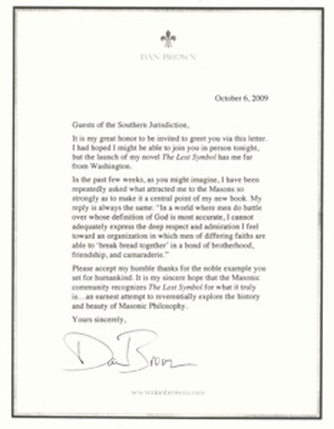 Dan Brown Letter